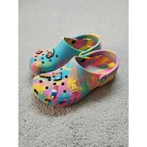 CROCS CLASSIC MARBLED CLOGS Blue Neptune Multicolored Slip On Kids Shoes Size J5